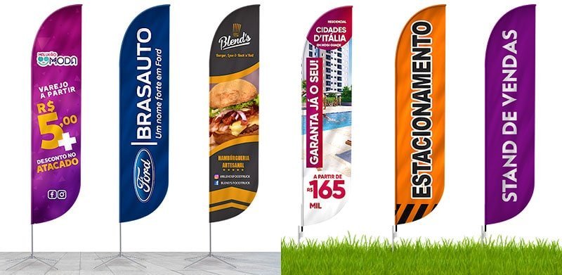 Wind Flag Banner Promocional - Estacionamento e Stand de Vendas