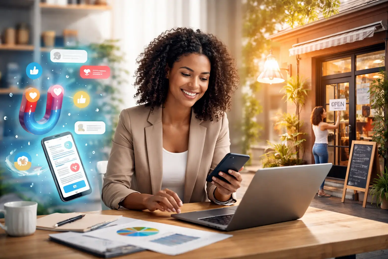 empreendedora digital e loja local