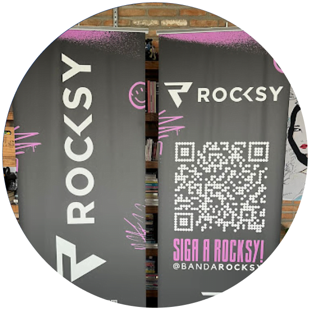 Banner Roll UP para banda musical com QR Code - Rocksy