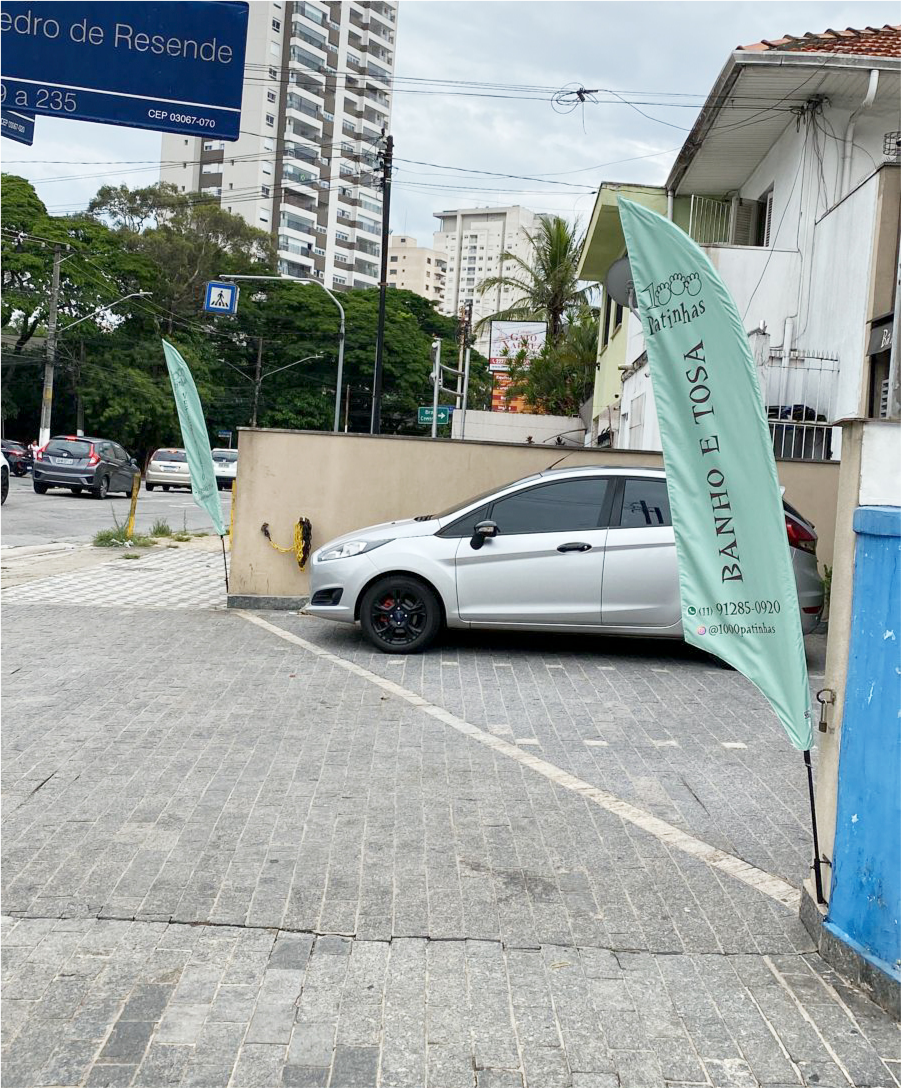 Wind Banners em estacionamento de loja de carros de luxo