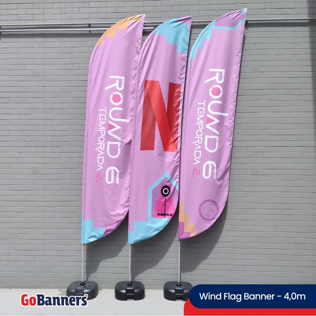 Wind Flag Banner Entretenimento Round 6 Netflix Conjunto De Banners Wind Flag Rosa E Azul Inspirados Na Se?rie Round 6 Da Netflix, Promovendo A Tema?tica Da Produc?a?o Em Eventos.