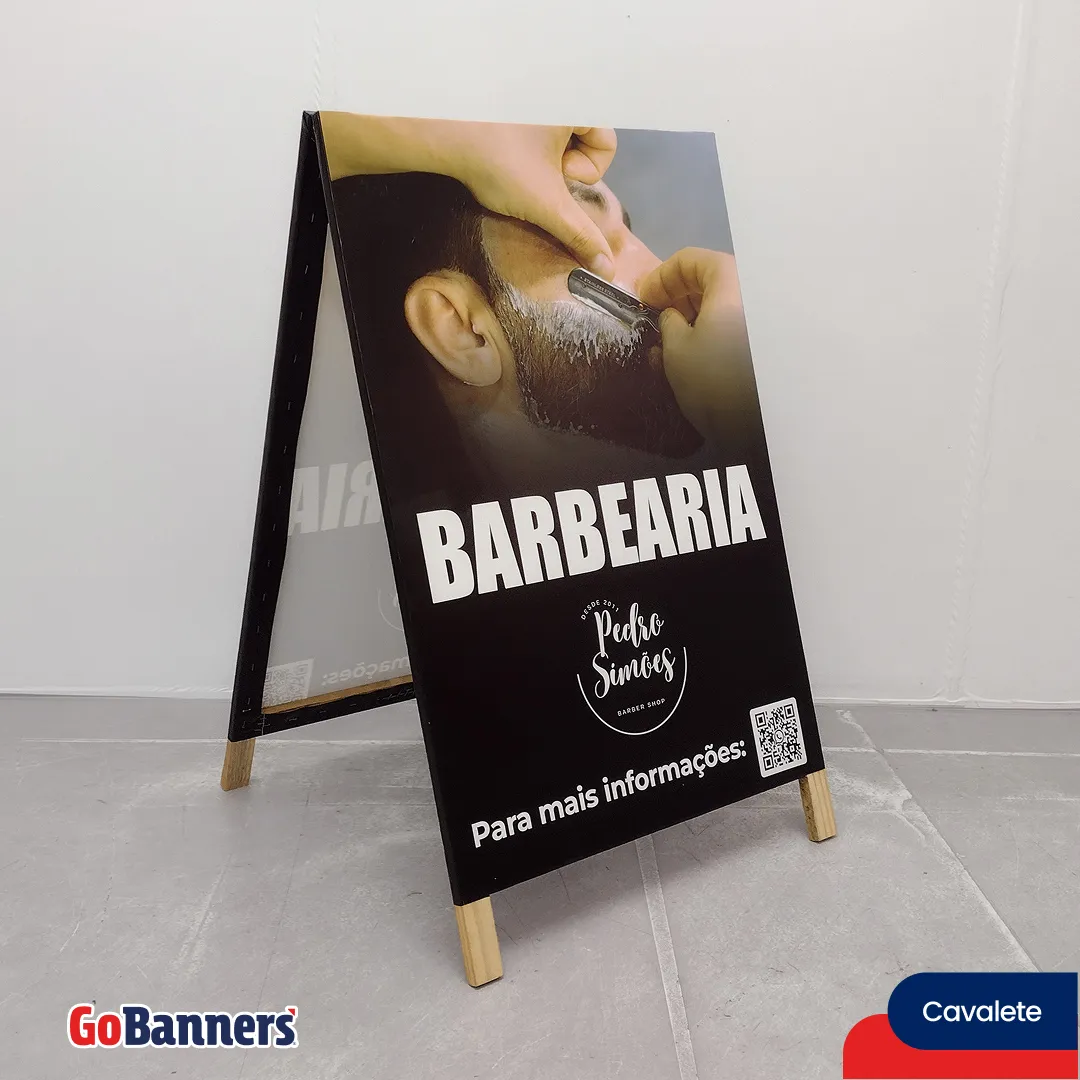 Cavalete Barbearia Pedro Simoes Informacoes Preto Branco
