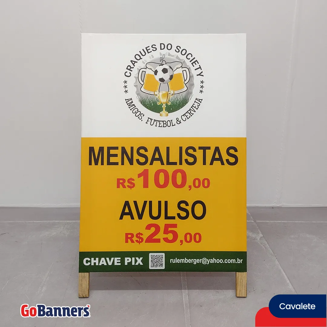 Cavalete Craques Do Society Bares Futebol Cerveja Mensalistas Avulso Amarelo Vermelho Verde Branco