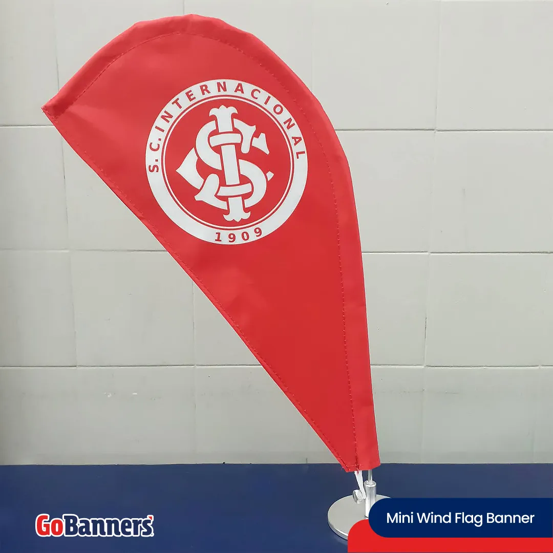Mini Wind Banner Time Futebol Internacional Simbolo Vermelho Branco