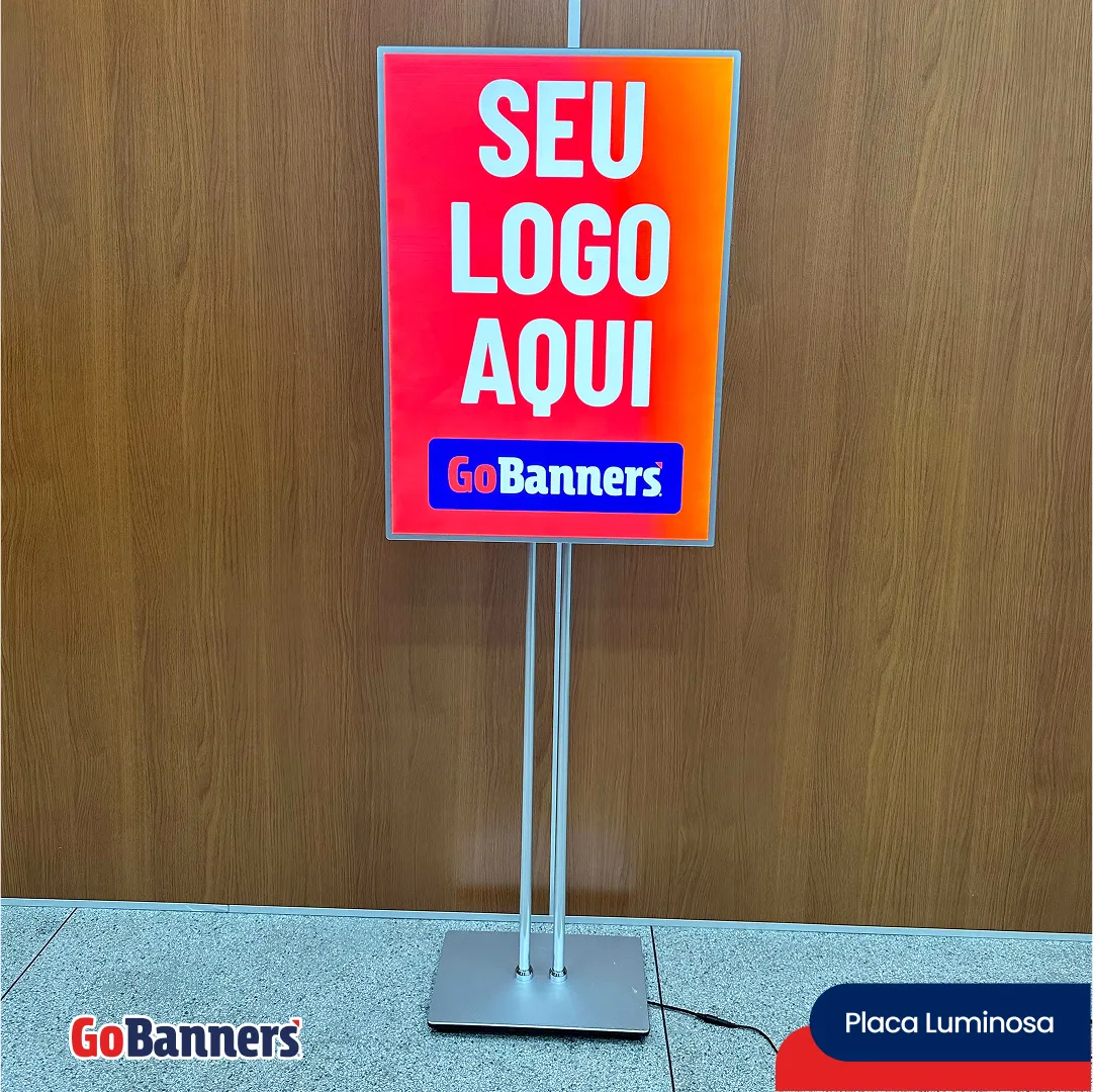 Placa Luminosa Seu Logo Aqui Vermelho Branco
