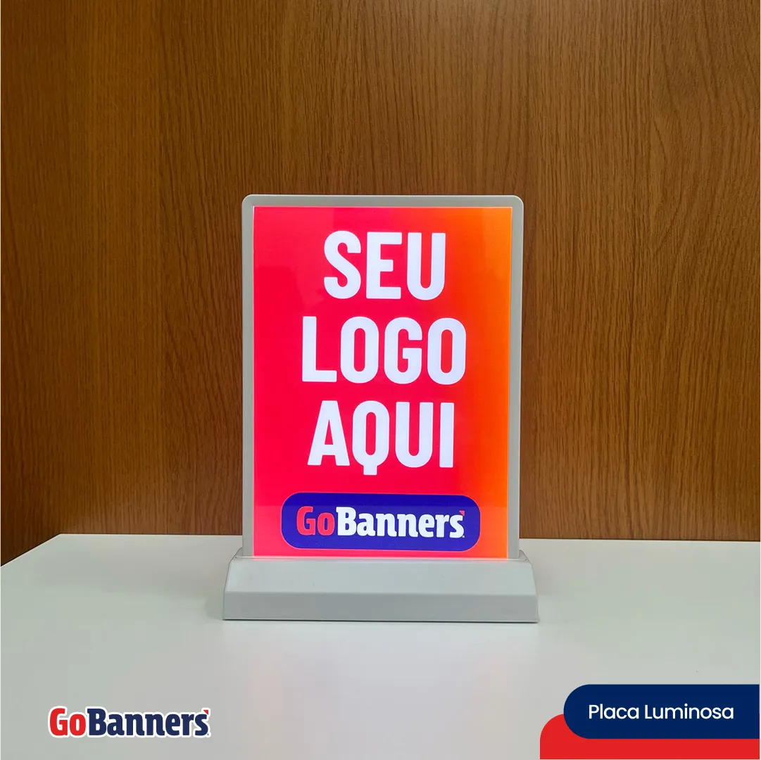 Placa Luminosa Seu Logo Aqui Vermelho Laranja Azul Branco