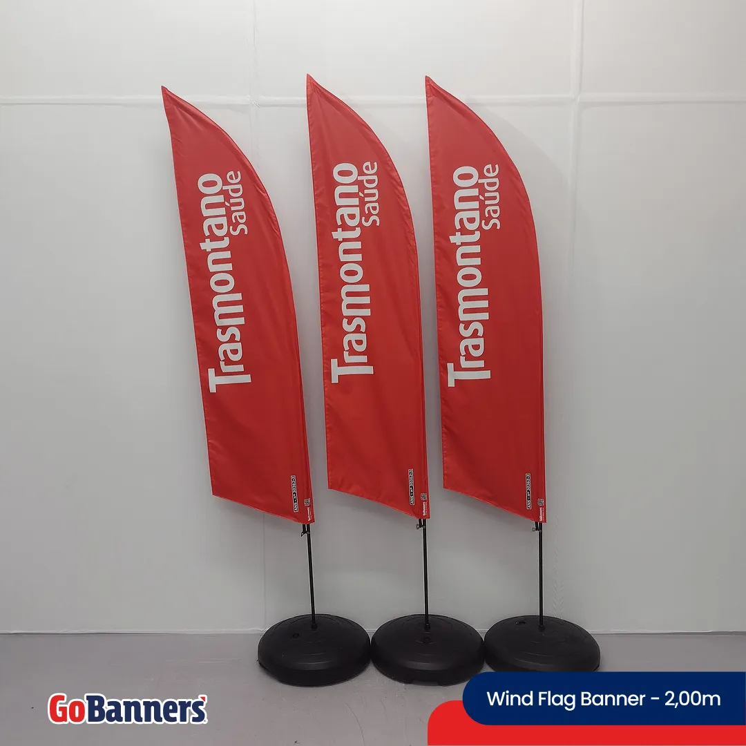 Wind Flag Banner 2 00m Saude Trasmontano Atendimento Vermelho Branco
