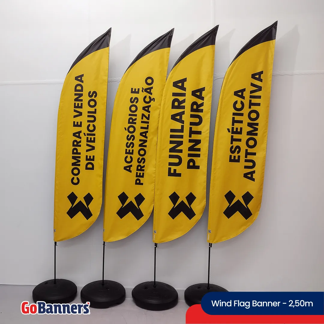 Wind Flag Banner 2.50m Compra E Venda De Veiculos Funilaria Pintura Estetica Automotiva Amarelo Preto