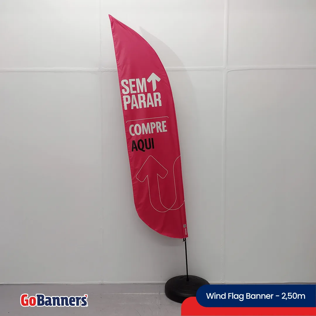 Wind Flag Banner 2.50m Varejo Sem Parar Compre Aqui Vermelho Branco