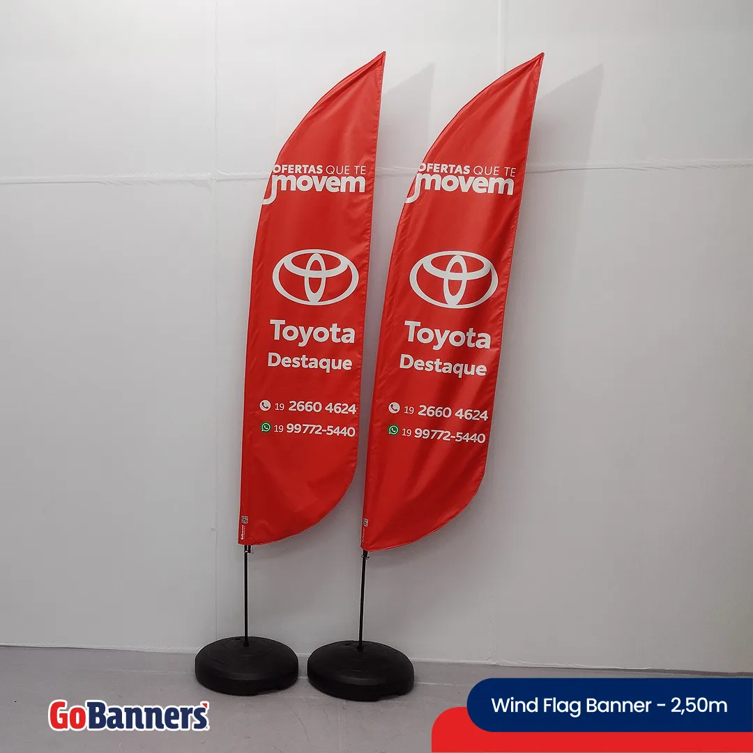 Wind Flag Banner 2,50m Concessionaria Toyota Destaque Ofertas Vermelho Branco