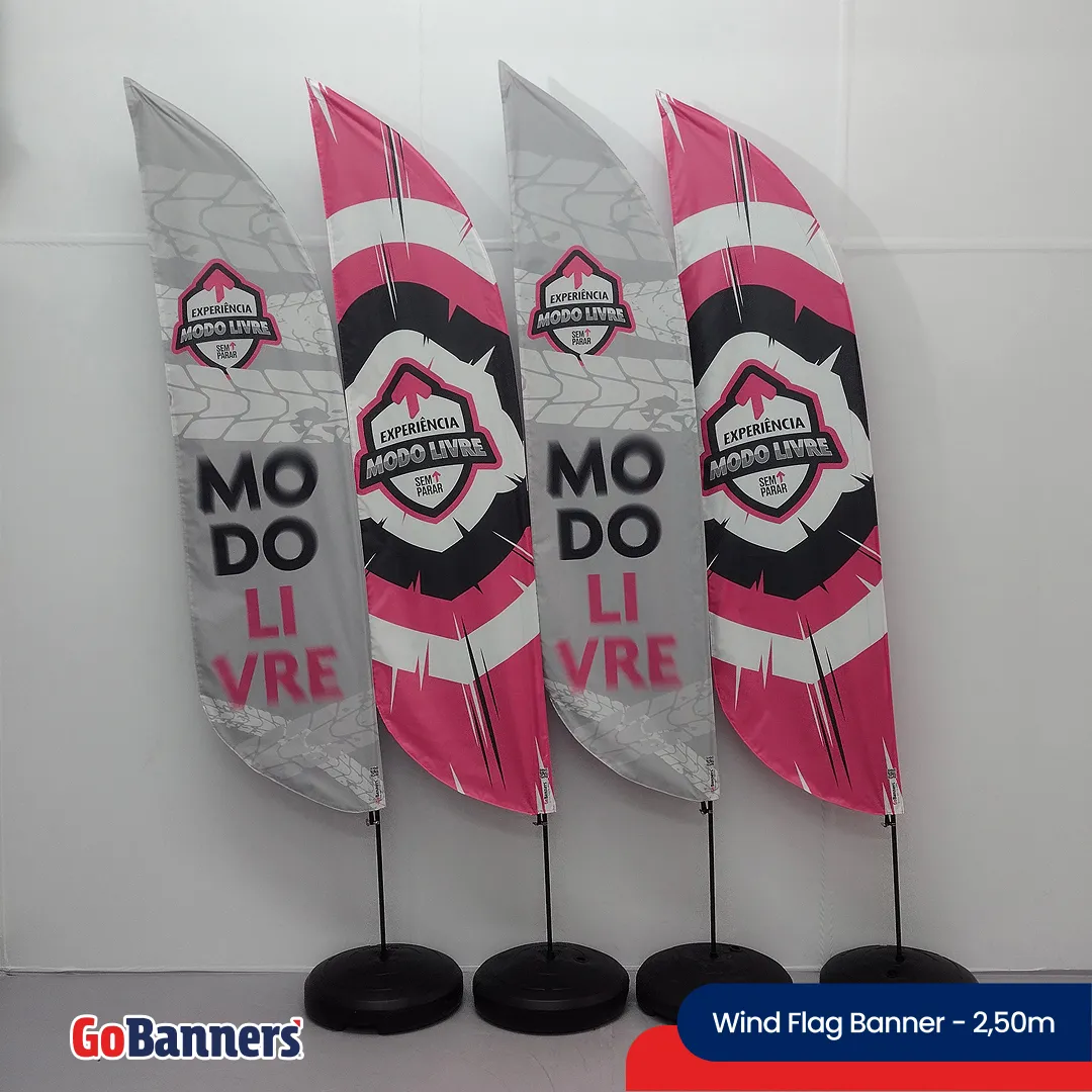 Wind Flag Banner 2,50m Editora Modo Livre Motivacional Rosa Cinza