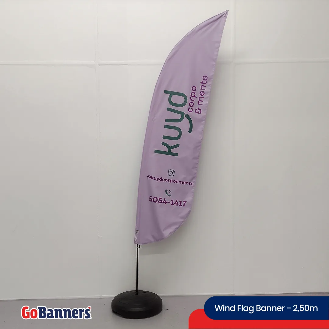 Wind Flag Banner 2,50m Escola Infantil Kuyd Corpo Mente Telefone Lilas Verde