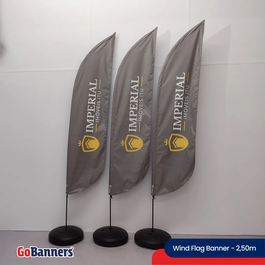 Wind Flag Banner 2,50m Imobiliaria Imperial Imoveis Cinza Amarelo