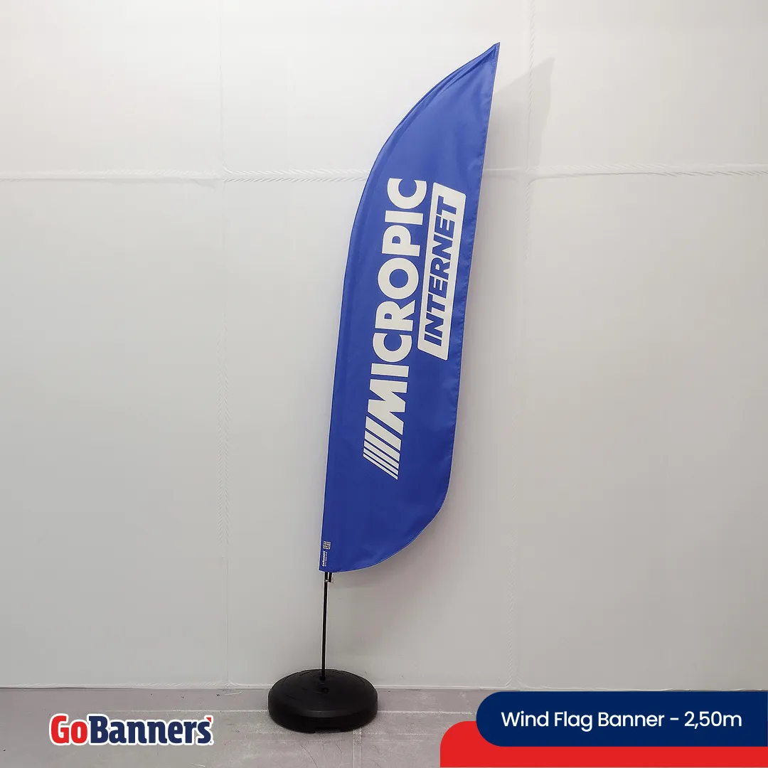 Wind Flag Banner 2,50m Internet Micropic Provedor Internet Azul Branco
