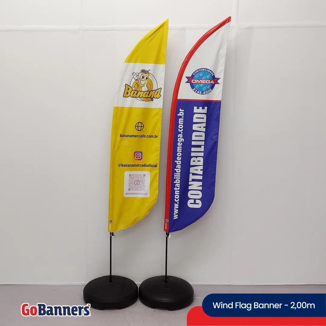 Wind Flag Banner 2m Banana Mercado Oficial Amarelo Azul Vermelho