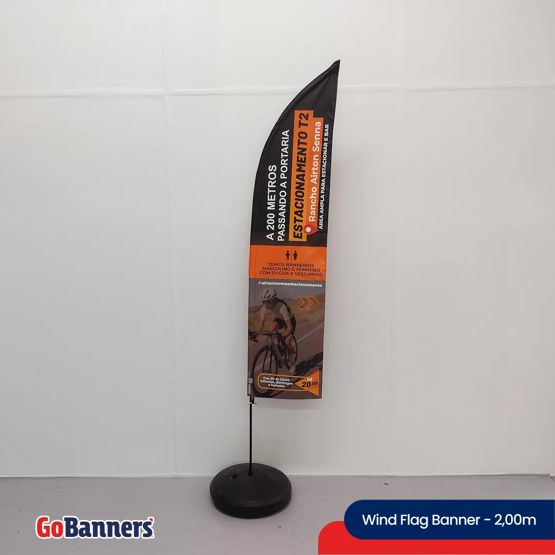 Wind Flag Banner 2m Esportes Ciclismo Estacionamento Laranja Preto