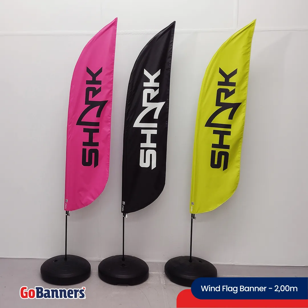 Wind Flag Banner 2m Shark Fitness Academia Rosa Preto Amarelo