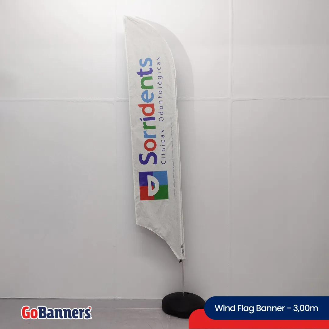 Wind Flag Banner 3 00m Clinicas Odontologicas Sorridents Multicolorido Branco Cinza