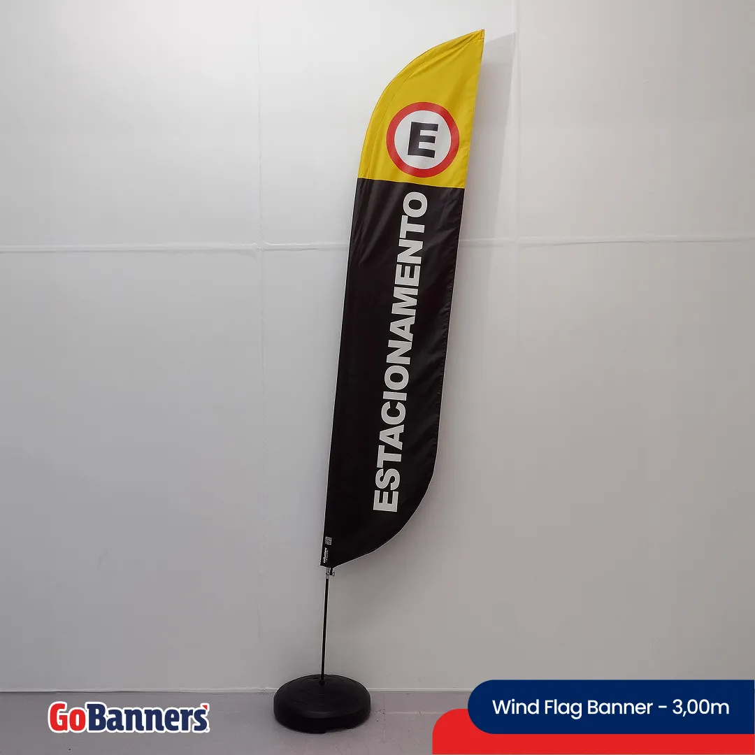Wind Flag Banner 3 00m Estacionamento Proibido Amarelo Preto