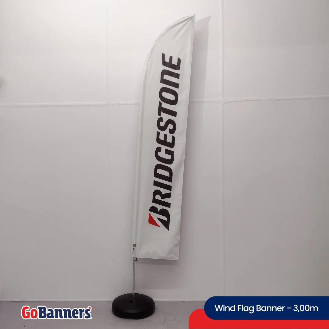 Wind Flag Banner 3,00m Bridgestone Pneus Preto Branco Vermelho