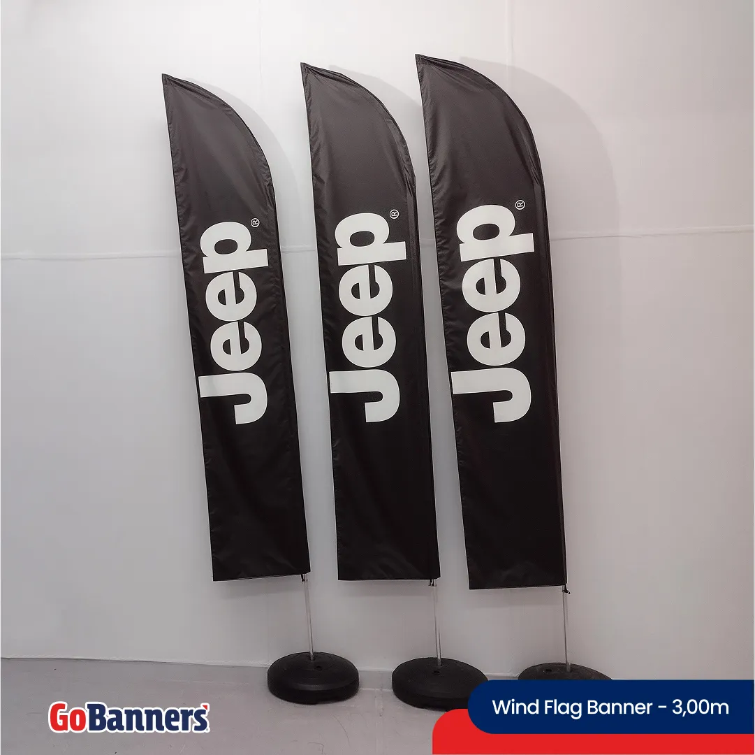 Wind Flag Banner 3m Concessionaria Jeep Destaque Marca Preto Branco