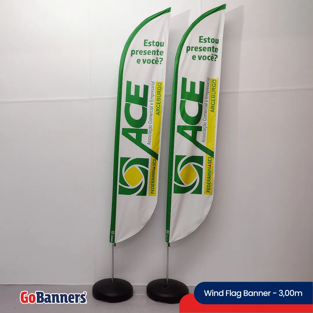 Wind Flag Banner 3m Correio Ace Estou Presente E Voce Verde Branco Amarelo