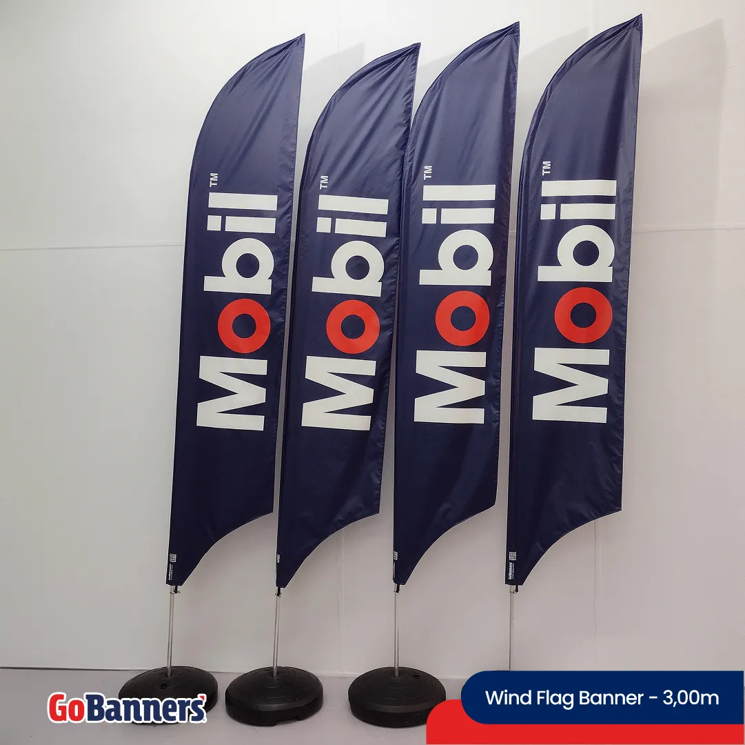 Wind Flag Banner 3m Industria Mobil Promocao Azul Branco Vermelho