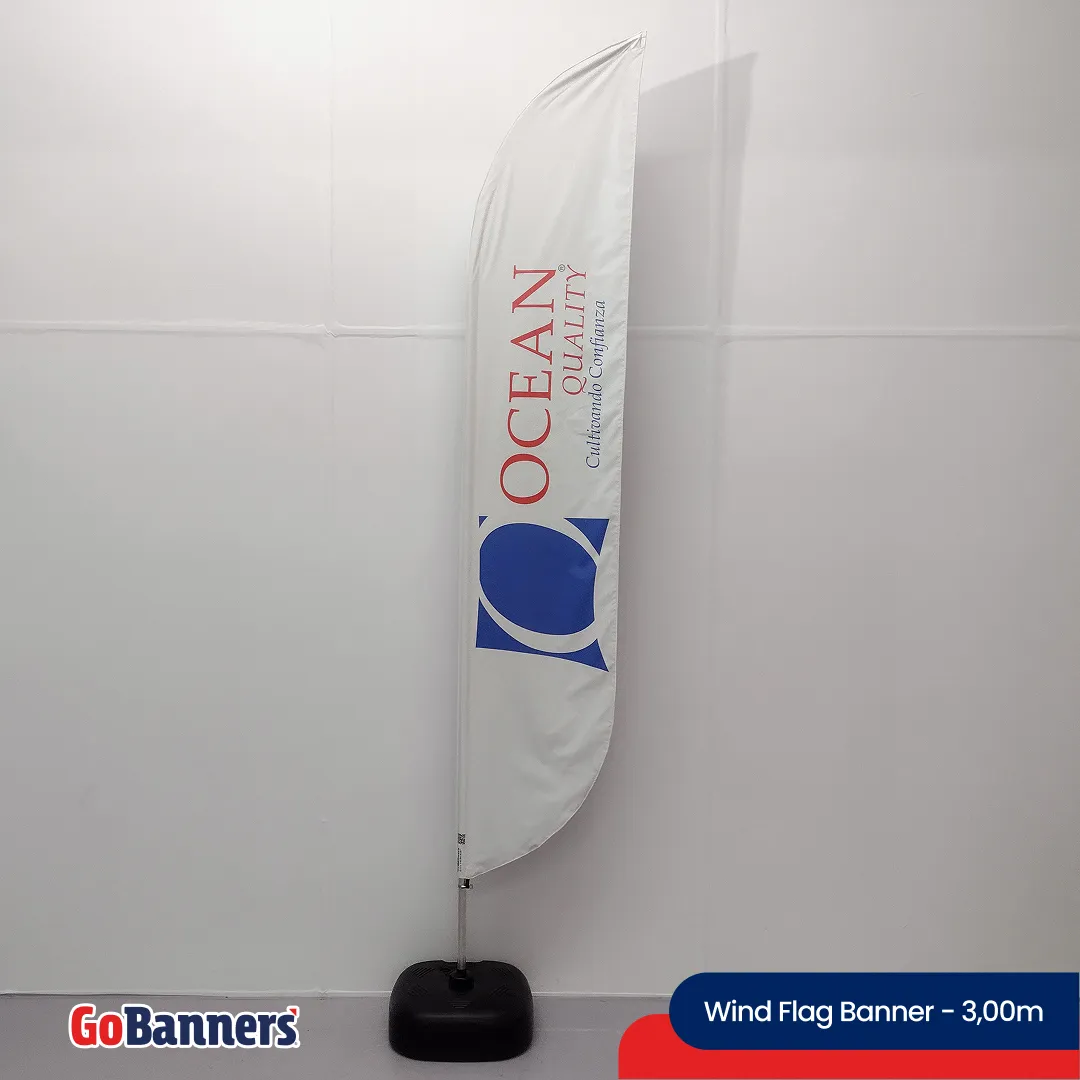 Wind Flag Banner 3m Ocean Quality Cultivando Sonhos Azul Vermelho Branco
