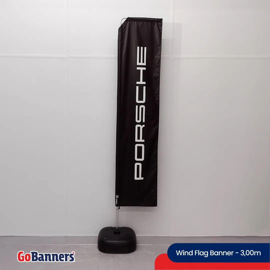 Wind Flag Banner 3m Porsche Concessionaria Preto Branco