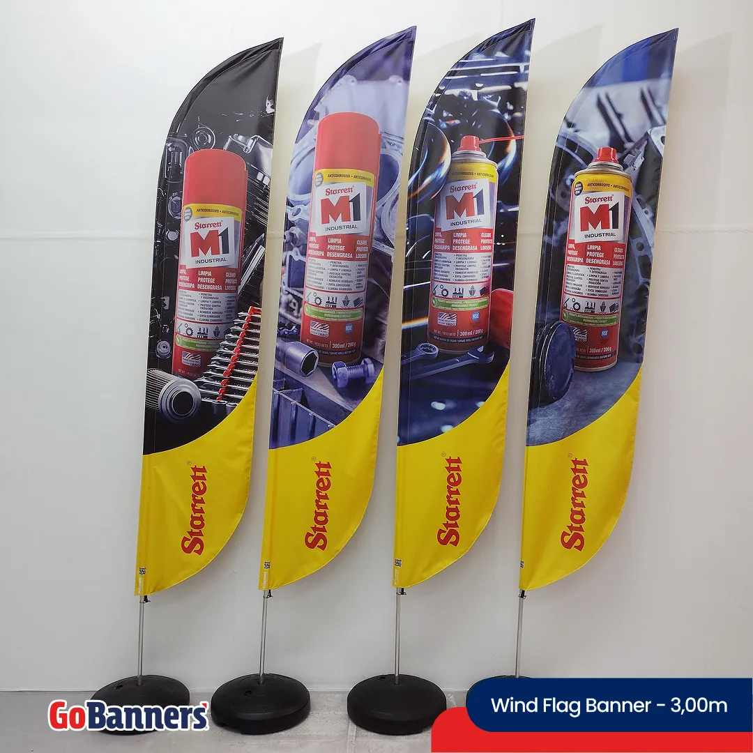 Wind Flag Banner 3m Produtos Starrett M1 Lubrificante Amarelo Vermelho Preto