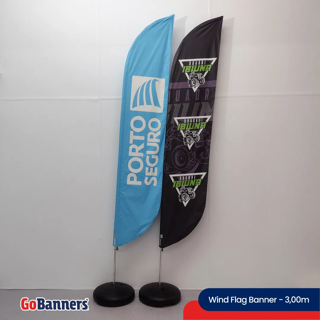 Wind Flag Banner 3m Seguradora Porto Seguro Promocao Azul Roxo Verde