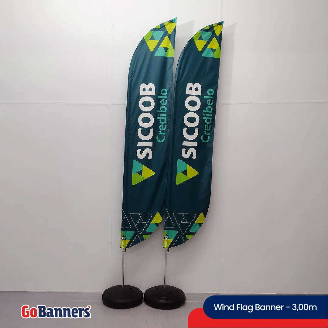 Wind Flag Banner 3m Sicoob Credibelo Financas Turquesa Verde Branco