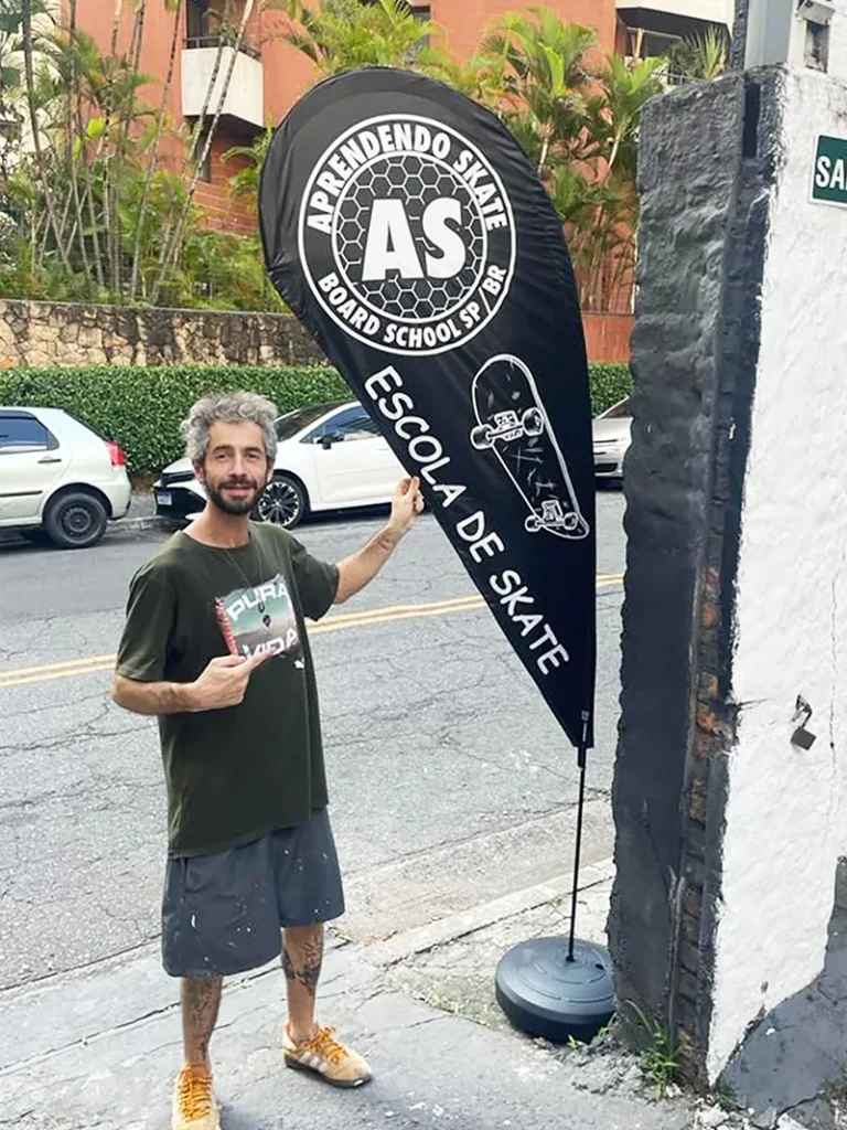 Wind Flag Banner Escola Skate Aprendendo Skate