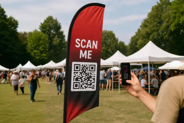 Estrátgias de Marca Wind Banner Com Qr Code Digital